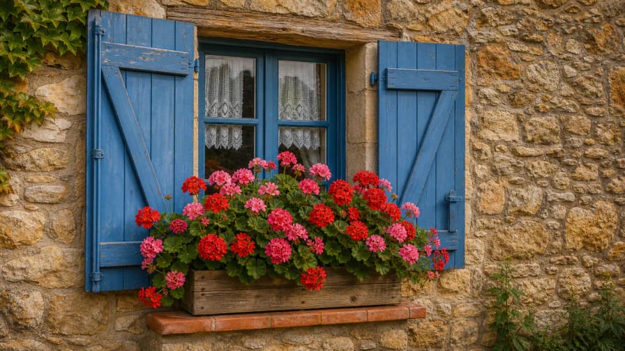Geraniums on a Cottage Window jigsaw puzzle preview