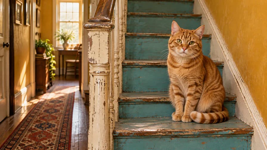 Ginger Cat on a Painted Stair jigsaw puzzle