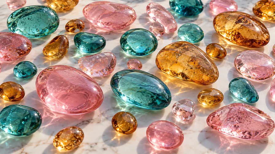 Glass Pebbles in Rose and Teal jigsaw puzzle preview