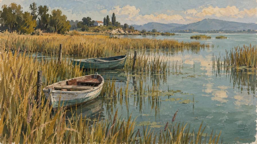 Gouache Boats in a Reed Marsh jigsaw puzzle
