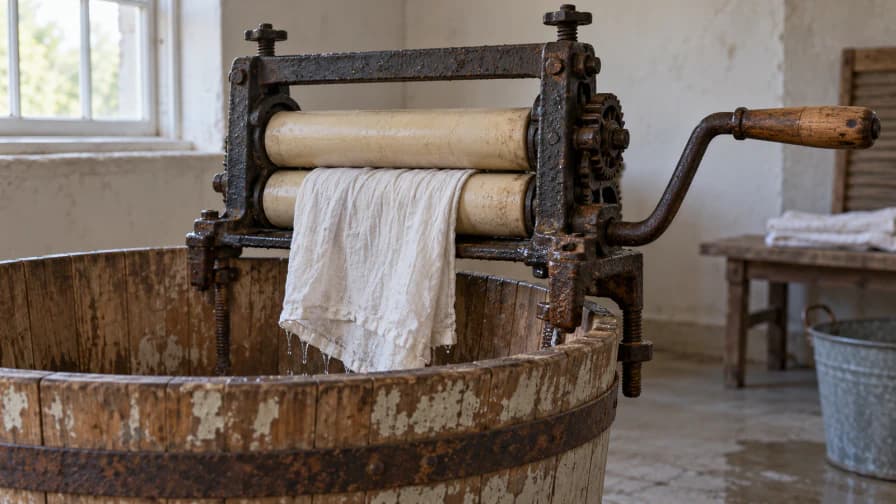 Hand-Cranked Laundry Wringer on a Wash Tub jigsaw puzzle