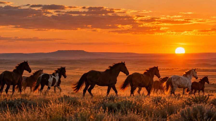 Herd at Sunset on the Prairie jigsaw puzzle preview