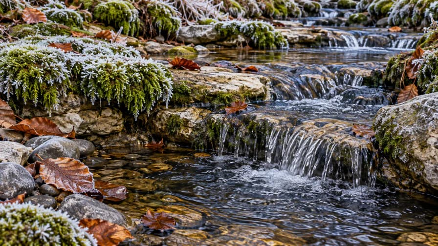 Hoarfrost on a Mossy Limestone Run jigsaw puzzle