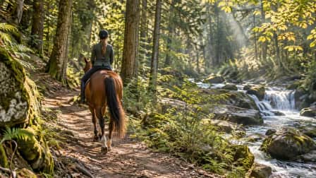 Horse and Rider on a Forest Trail jigsaw puzzle