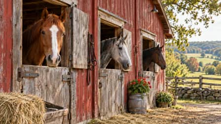 Horses at a Red Barn jigsaw puzzle