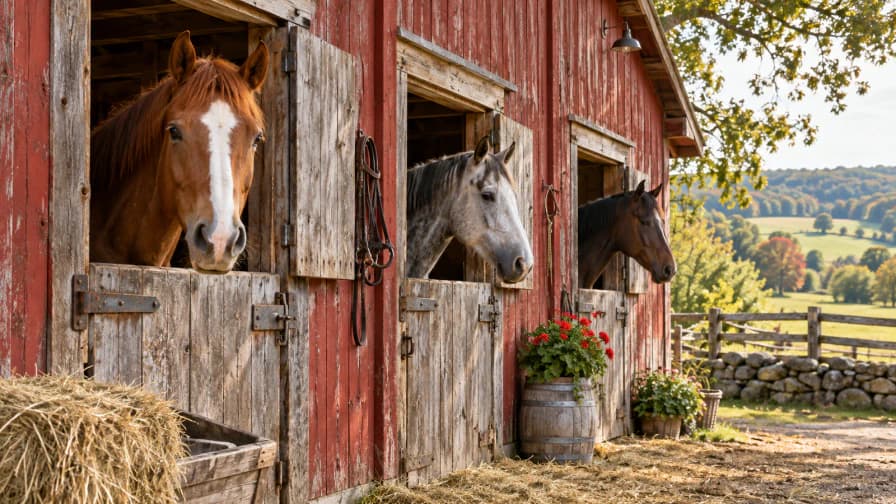 Horses at a Red Barn jigsaw puzzle preview