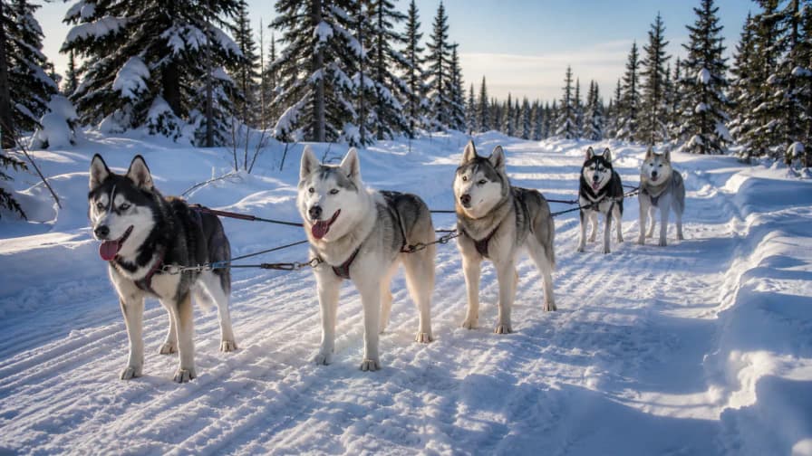 Husky Team in Snow Harness jigsaw puzzle preview