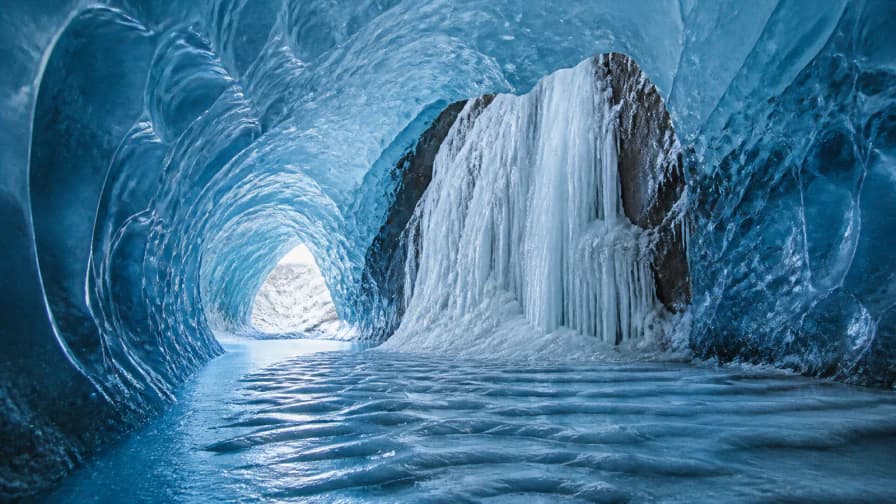 Ice Cave with a Frozen Waterfall jigsaw puzzle preview