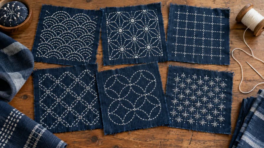 Indigo Sashiko Stitch Sampler jigsaw puzzle preview