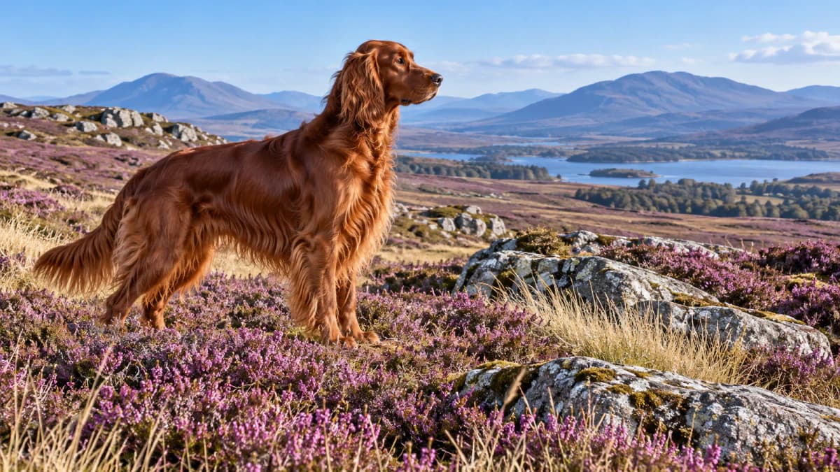 Irish Setter in a Heather Moor jigsaw puzzle preview