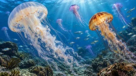 Jellyfish in Clear Blue Water jigsaw puzzle