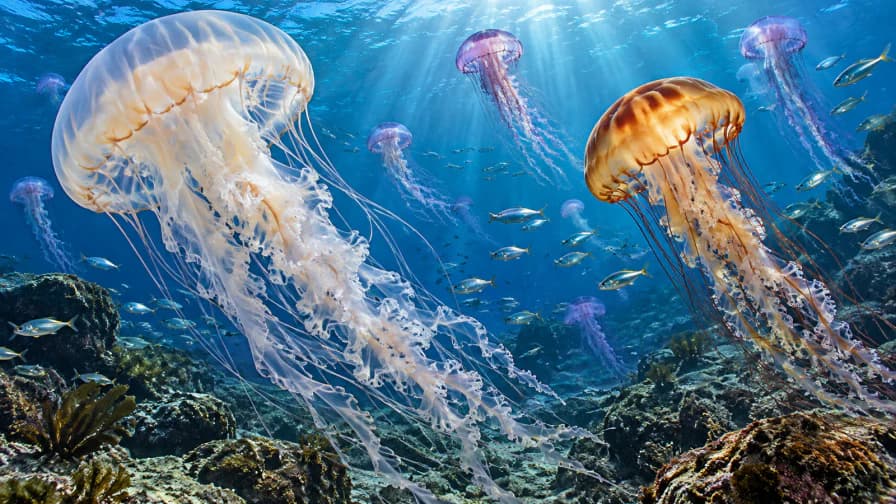 Jellyfish in Clear Blue Water jigsaw puzzle preview