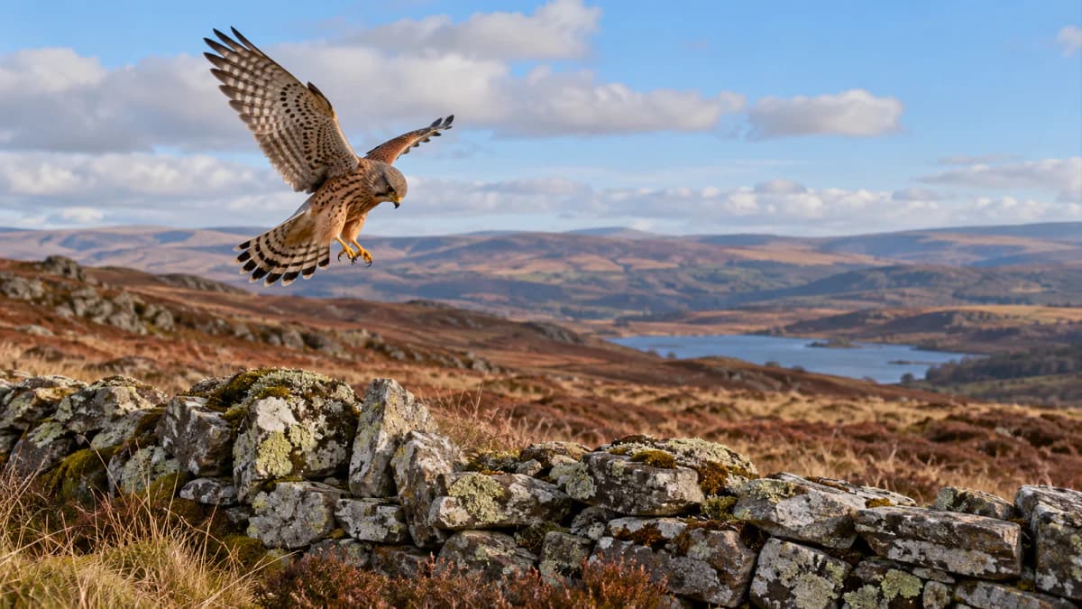 Kestrel above a Moorland Wall jigsaw puzzle preview