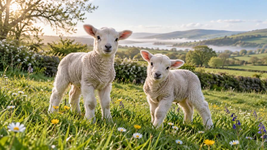 Lambs in a Green Spring Field jigsaw puzzle preview