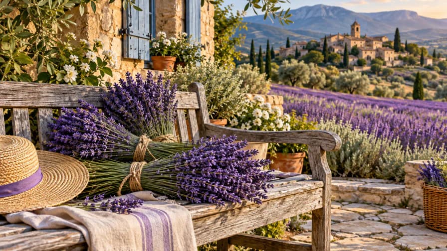 Lavender Bundles on a Bench jigsaw puzzle