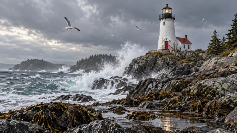 Lighthouse after a Rough Tide jigsaw puzzle preview