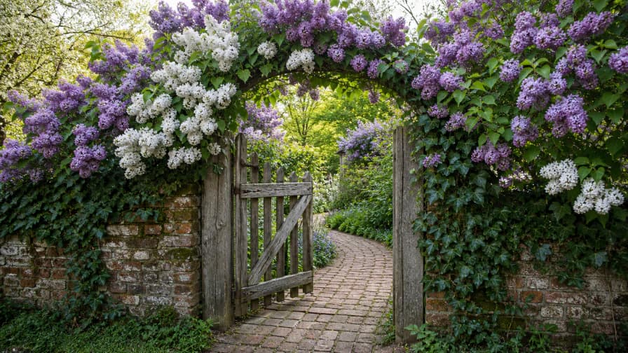 Lilacs by a Garden Gate jigsaw puzzle preview