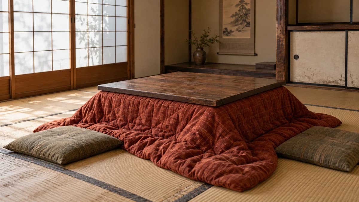 Low Kotatsu Table with a Rust-Red Quilt jigsaw puzzle preview
