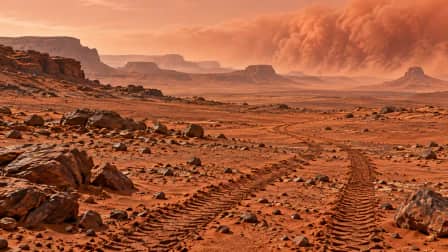 Mars Dust Storm over a Rover Trail jigsaw puzzle