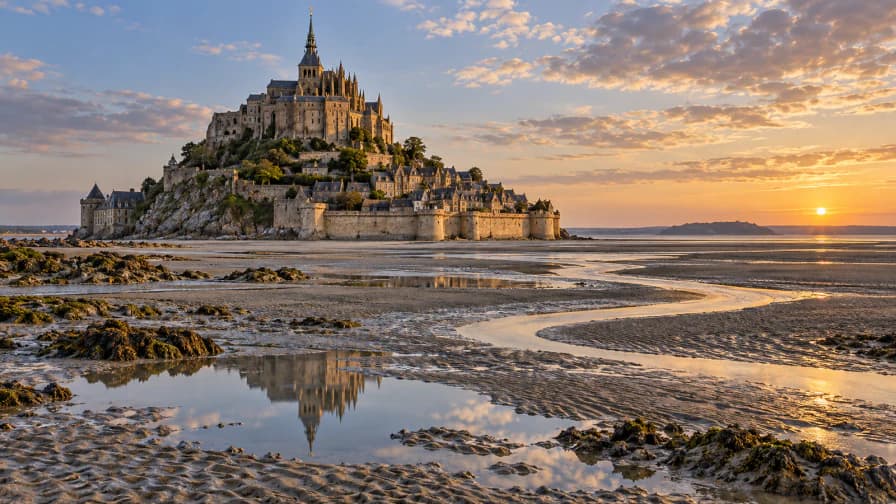 Mont-Saint-Michel at Low Tide jigsaw puzzle preview