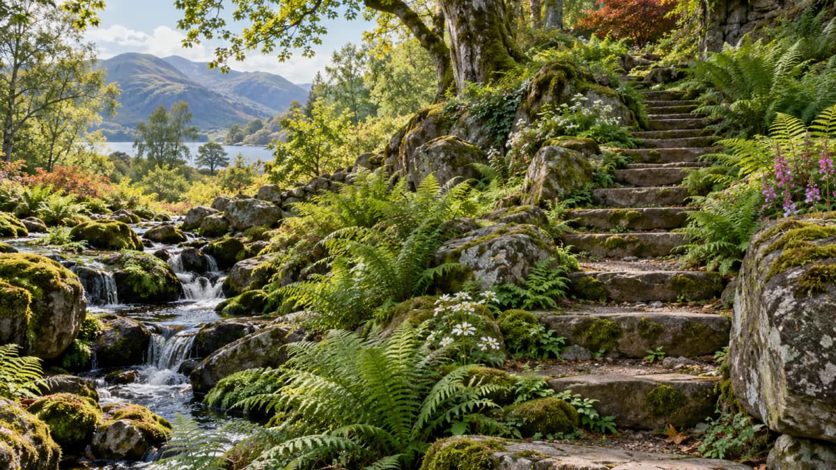 Mossy Steps through a Fern Bed jigsaw puzzle preview