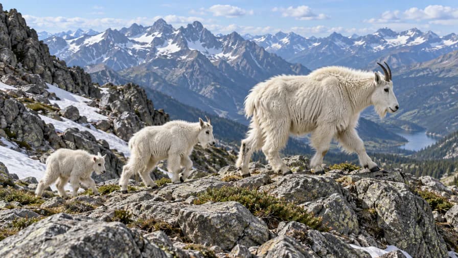 Mountain Goats on a Rocky Pass jigsaw puzzle preview