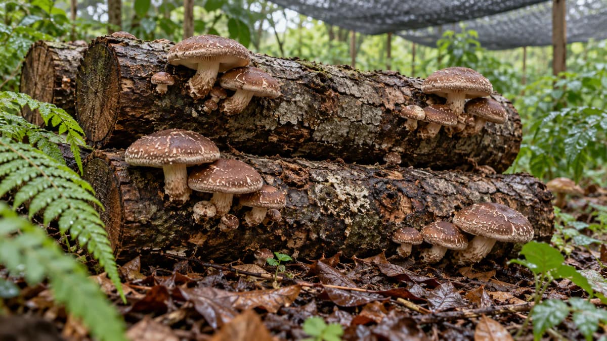 Mushroom Logs in a Shaded Garden jigsaw puzzle preview