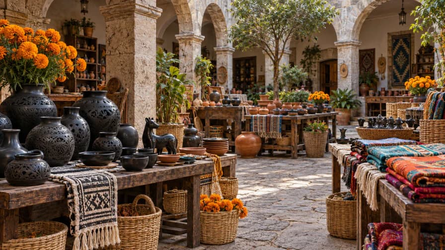 Oaxaca Pottery Market Courtyard jigsaw puzzle preview