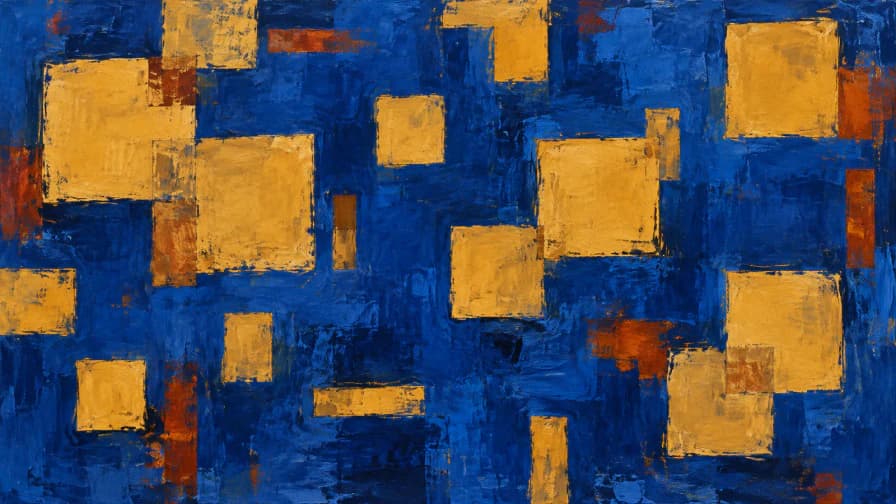 Ochre Squares on Cobalt jigsaw puzzle
