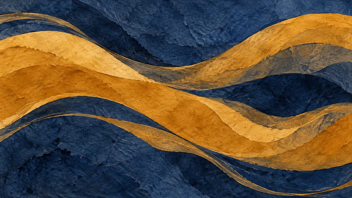 Ochre Waves on Indigo Paper jigsaw puzzle preview