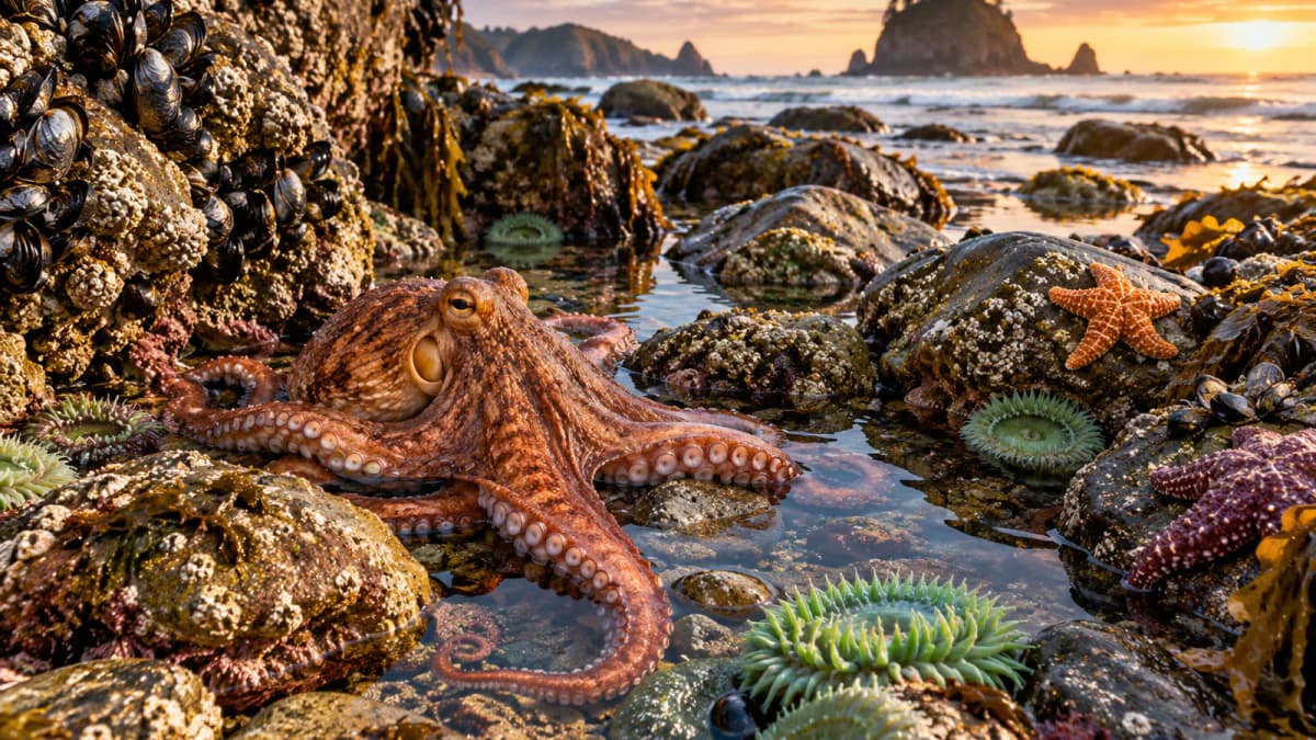 Octopus among Tide Pool Stones jigsaw puzzle preview