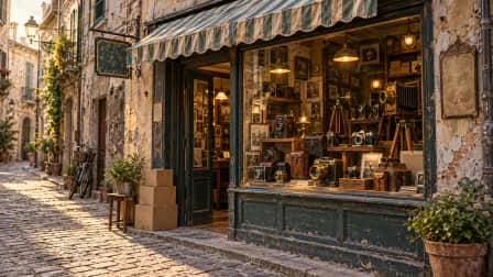 Old Camera Shop on a Narrow Street jigsaw puzzle