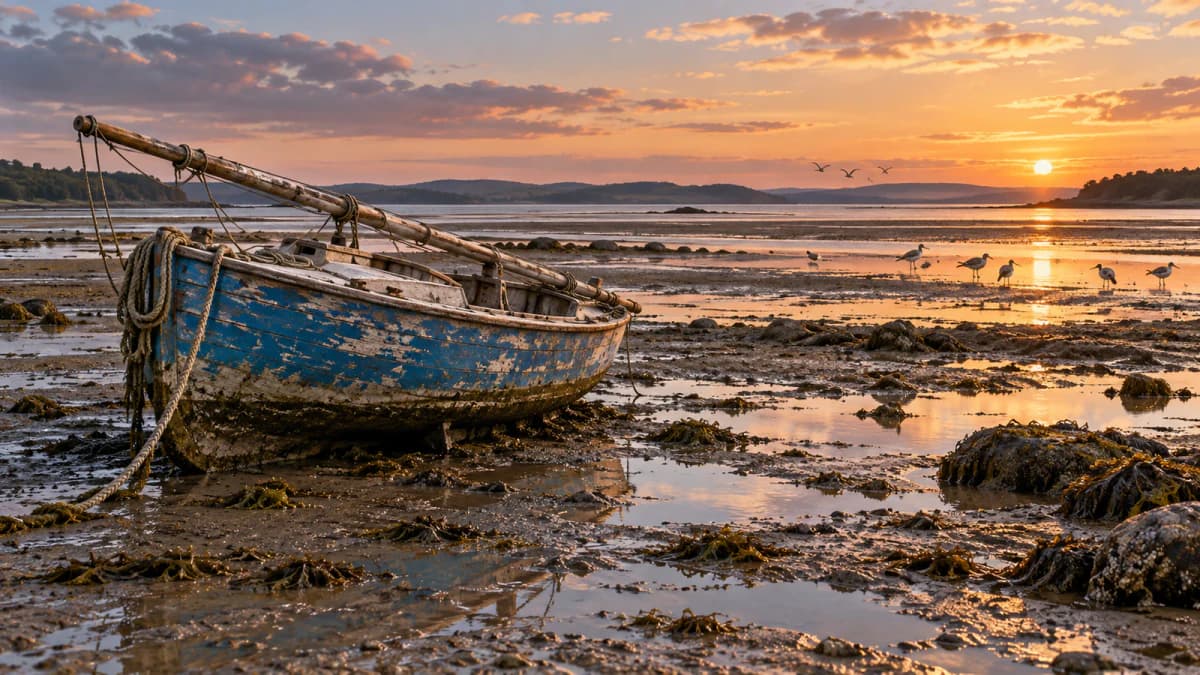 Old Sailboat on a Mudflat jigsaw puzzle preview