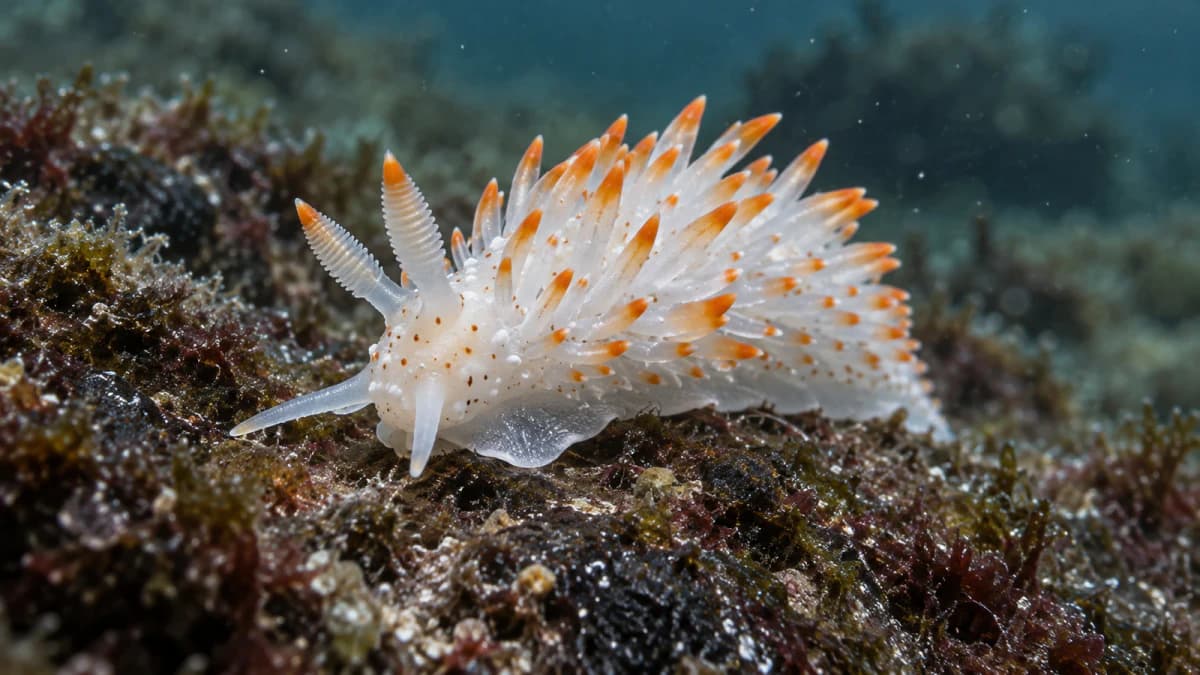 Orange-Tipped Nudibranch on a Coastal Rock jigsaw puzzle preview