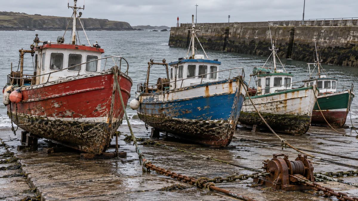 Painted Boat Hulls on a Harbor Slipway jigsaw puzzle preview