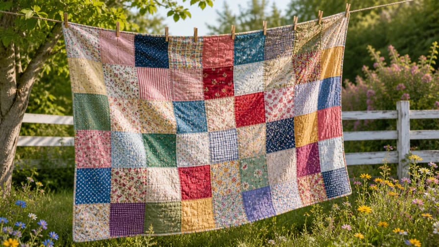 Patchwork Quilt on a Clothesline jigsaw puzzle preview