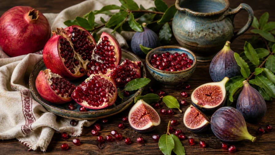 Pomegranate and Fig Still Life jigsaw puzzle preview