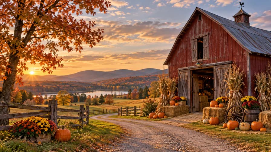 Pumpkins and Cornstalks beside a Country Barn jigsaw puzzle preview