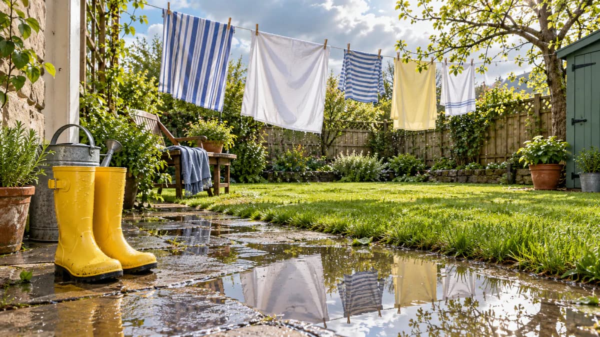 Rain Boots beneath Spring Laundry jigsaw puzzle preview