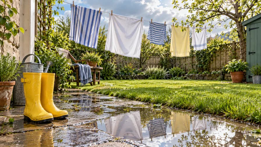 Rain Boots beneath Spring Laundry jigsaw puzzle