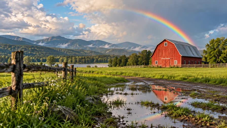 Rainbow over a Farm after Rain jigsaw puzzle preview