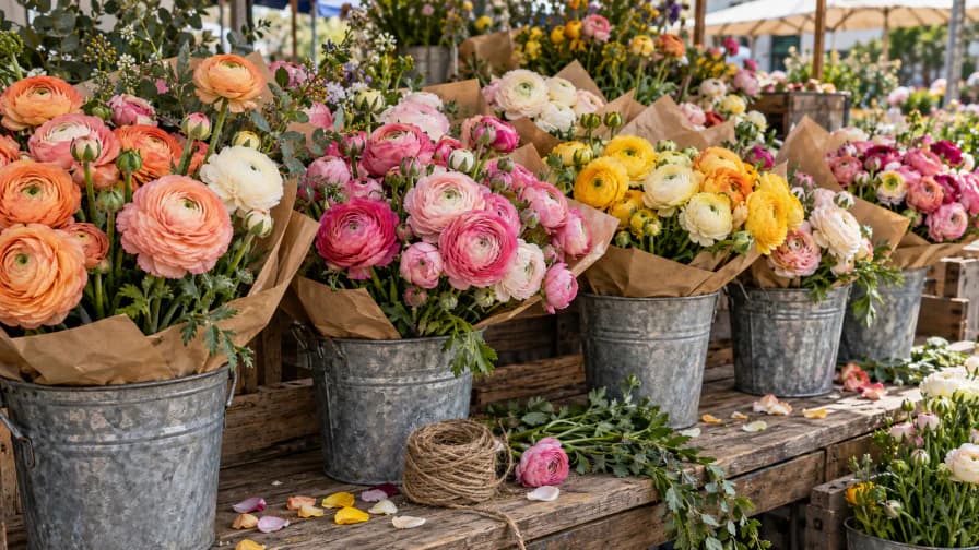 Ranunculus Bouquets at the Market jigsaw puzzle preview