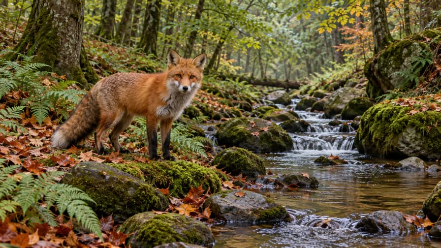 Red Fox beside a Woodland Stream jigsaw puzzle preview