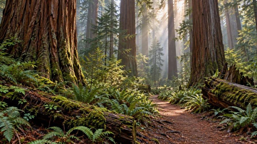 Redwood Forest Sunbeams jigsaw puzzle preview