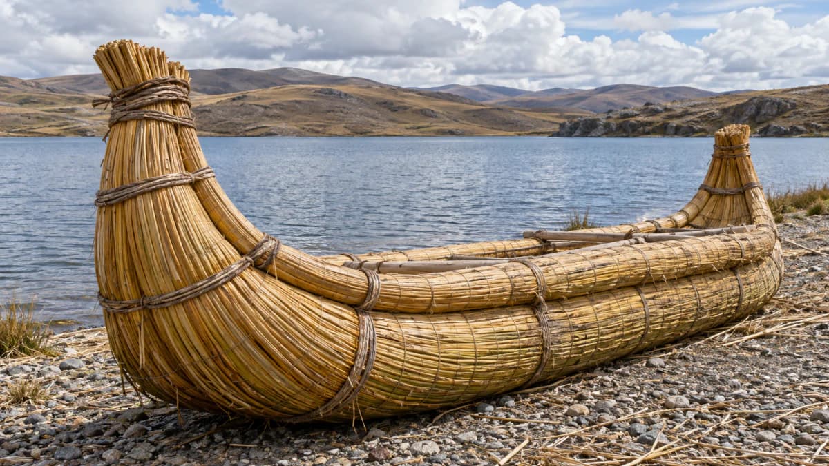Reed Boat on a Highland Lake Shore jigsaw puzzle preview