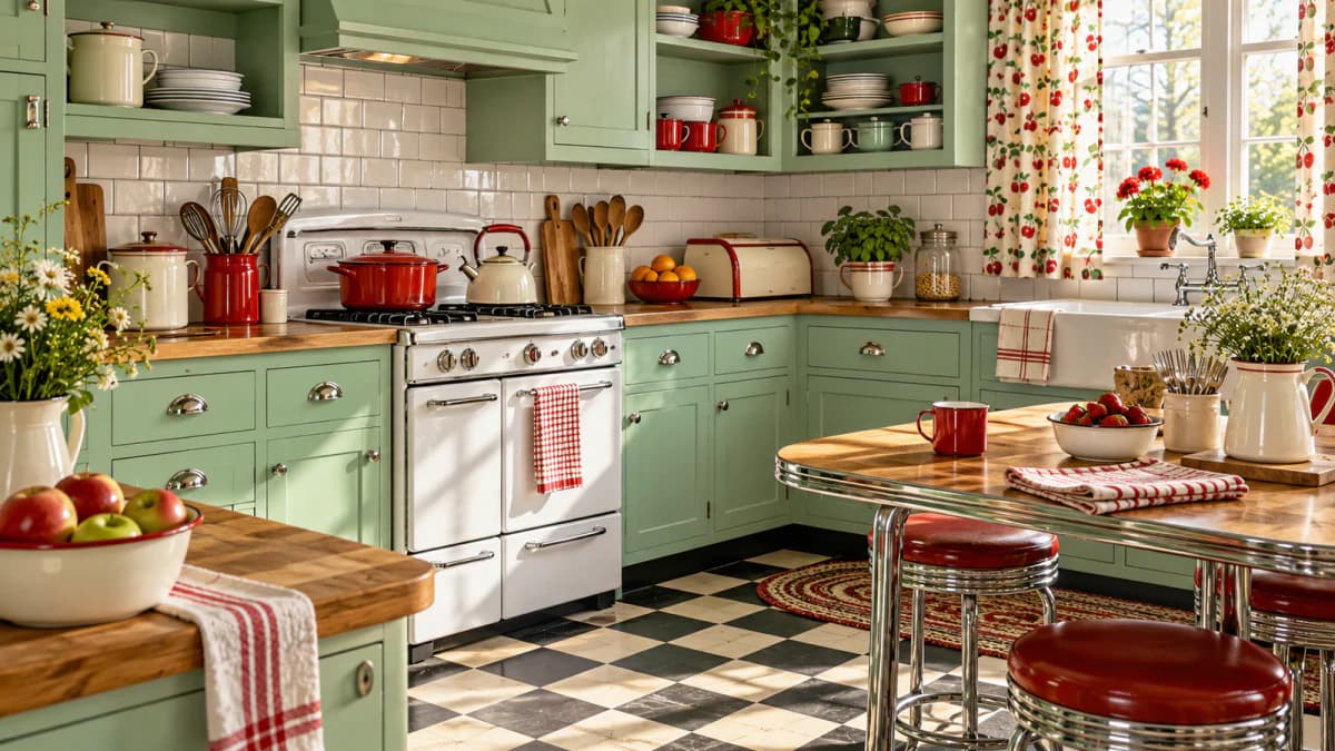 Retro Kitchen with Enamelware jigsaw puzzle preview