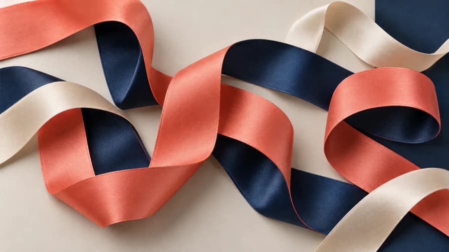 Ribbon Studies in Coral and Navy jigsaw puzzle preview
