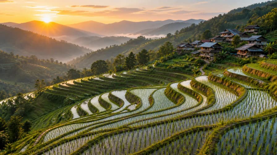 Rice Terraces at Sunrise jigsaw puzzle preview