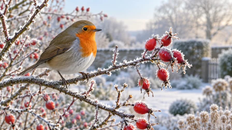 Robin beside Winter Rosehips jigsaw puzzle