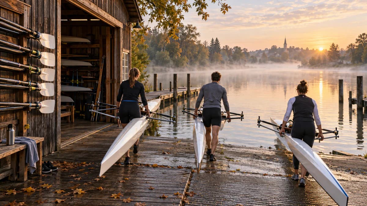 Rowers Leaving the Boathouse jigsaw puzzle preview